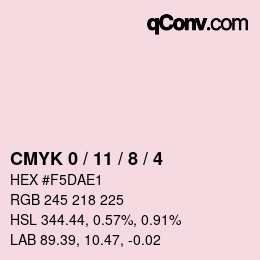 カラーコード: CMYK 0 / 11 / 8 / 4 | qconv.com