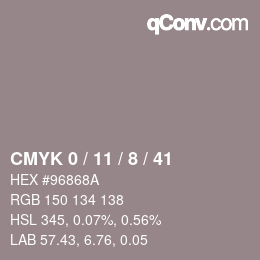 Farbcode: CMYK 0 / 11 / 8 / 41 | qconv.com