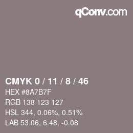 Color code: CMYK 0 / 11 / 8 / 46 | qconv.com