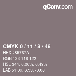 颜色代码: CMYK 0 / 11 / 8 / 48 | qconv.com