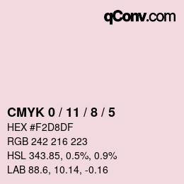 カラーコード: CMYK 0 / 11 / 8 / 5 | qconv.com