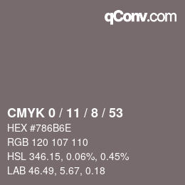 カラーコード: CMYK 0 / 11 / 8 / 53 | qconv.com