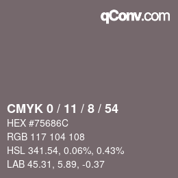 Código de color: CMYK 0 / 11 / 8 / 54 | qconv.com