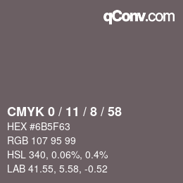 カラーコード: CMYK 0 / 11 / 8 / 58 | qconv.com