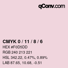 カラーコード: CMYK 0 / 11 / 8 / 6 | qconv.com