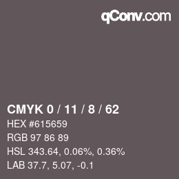 カラーコード: CMYK 0 / 11 / 8 / 62 | qconv.com
