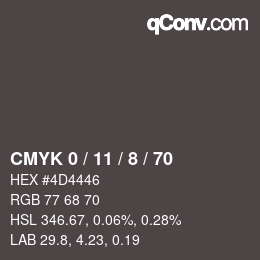 颜色代码: CMYK 0 / 11 / 8 / 70 | qconv.com