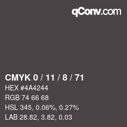 Color code: CMYK 0 / 11 / 8 / 71 | qconv.com