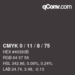 颜色代码: CMYK 0 / 11 / 8 / 75 | qconv.com