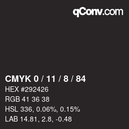 カラーコード: CMYK 0 / 11 / 8 / 84 | qconv.com