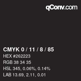 Color code: CMYK 0 / 11 / 8 / 85 | qconv.com