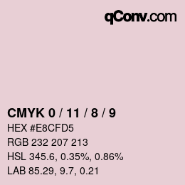 カラーコード: CMYK 0 / 11 / 8 / 9 | qconv.com