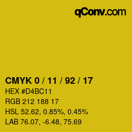 カラーコード: CMYK 0 / 11 / 92 / 17 | qconv.com