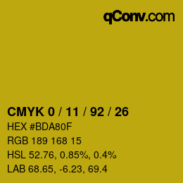 Color code: CMYK 0 / 11 / 92 / 26 | qconv.com