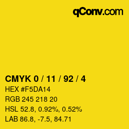 Color code: CMYK 0 / 11 / 92 / 4 | qconv.com