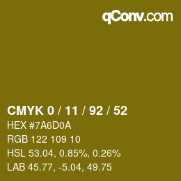 颜色代码: CMYK 0 / 11 / 92 / 52 | qconv.com