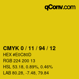 Farbcode: CMYK 0 / 11 / 94 / 12 | qconv.com