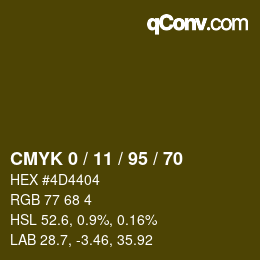 カラーコード: CMYK 0 / 11 / 95 / 70 | qconv.com