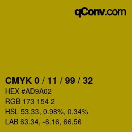 Color code: CMYK 0 / 11 / 99 / 32 | qconv.com