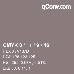 Color code: CMYK 0 / 11 / 9 / 46 | qconv.com