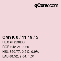 カラーコード: CMYK 0 / 11 / 9 / 5 | qconv.com