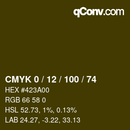Color code: CMYK 0 / 12 / 100 / 74 | qconv.com