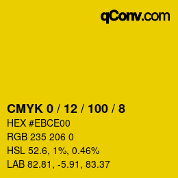 Código de color: CMYK 0 / 12 / 100 / 8 | qconv.com