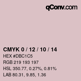 カラーコード: CMYK 0 / 12 / 10 / 14 | qconv.com