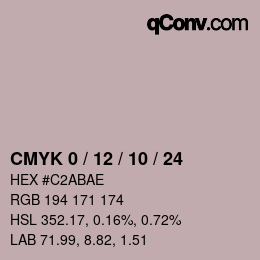 カラーコード: CMYK 0 / 12 / 10 / 24 | qconv.com