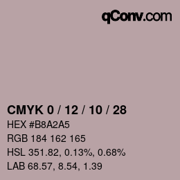 カラーコード: CMYK 0 / 12 / 10 / 28 | qconv.com