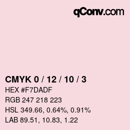颜色代码: CMYK 0 / 12 / 10 / 3 | qconv.com