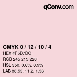 カラーコード: CMYK 0 / 12 / 10 / 4 | qconv.com