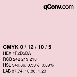 カラーコード: CMYK 0 / 12 / 10 / 5 | qconv.com