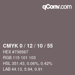 Color code: CMYK 0 / 12 / 10 / 55 | qconv.com