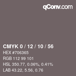 Color code: CMYK 0 / 12 / 10 / 56 | qconv.com