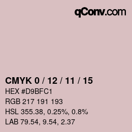 カラーコード: CMYK 0 / 12 / 11 / 15 | qconv.com