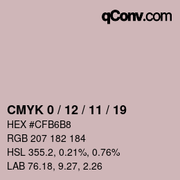 Farbcode: CMYK 0 / 12 / 11 / 19 | qconv.com