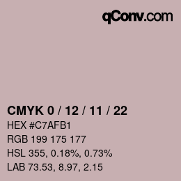 カラーコード: CMYK 0 / 12 / 11 / 22 | qconv.com