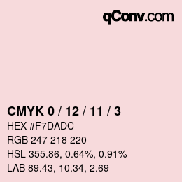 カラーコード: CMYK 0 / 12 / 11 / 3 | qconv.com