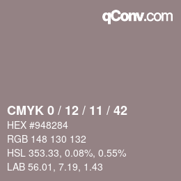 Color code: CMYK 0 / 12 / 11 / 42 | qconv.com