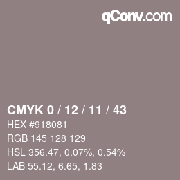 Color code: CMYK 0 / 12 / 11 / 43 | qconv.com