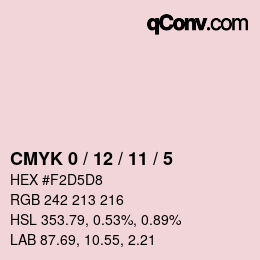 カラーコード: CMYK 0 / 12 / 11 / 5 | qconv.com