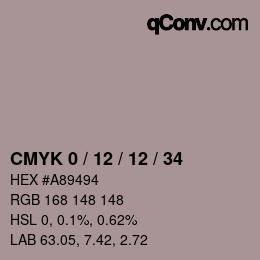 Farbcode: CMYK 0 / 12 / 12 / 34 | qconv.com