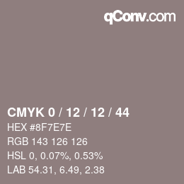 カラーコード: CMYK 0 / 12 / 12 / 44 | qconv.com