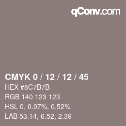 颜色代码: CMYK 0 / 12 / 12 / 45 | qconv.com