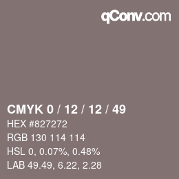 Code couleur: CMYK 0 / 12 / 12 / 49 | qconv.com