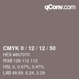 Color code: CMYK 0 / 12 / 12 / 50 | qconv.com