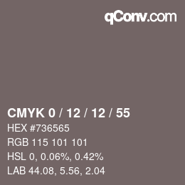 カラーコード: CMYK 0 / 12 / 12 / 55 | qconv.com