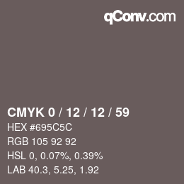 カラーコード: CMYK 0 / 12 / 12 / 59 | qconv.com
