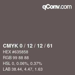 Color code: CMYK 0 / 12 / 12 / 61 | qconv.com